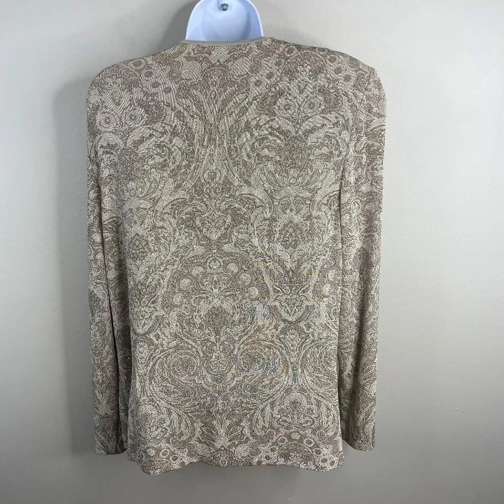 Alex Evenings Formal‎ Jacket 14 Petite Champagne Liquid Knit Wedding Sparkle